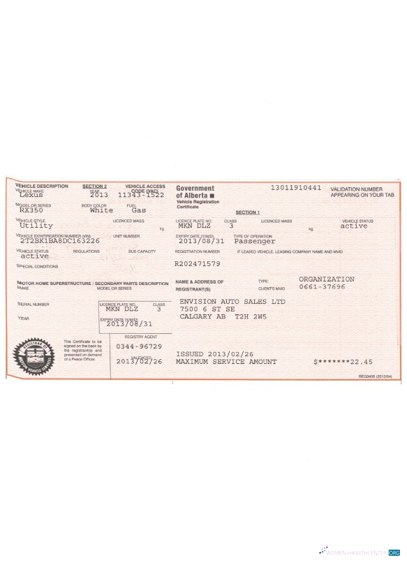 Download Canada Alberta car title version 2 Photoshop template